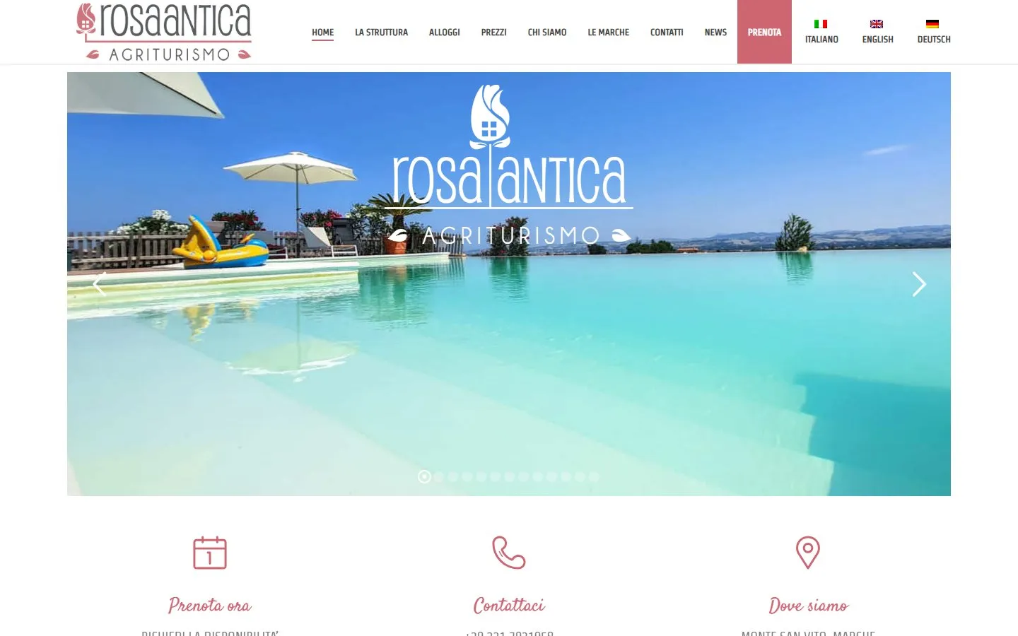 Screenshot del sito di Rosa Antica