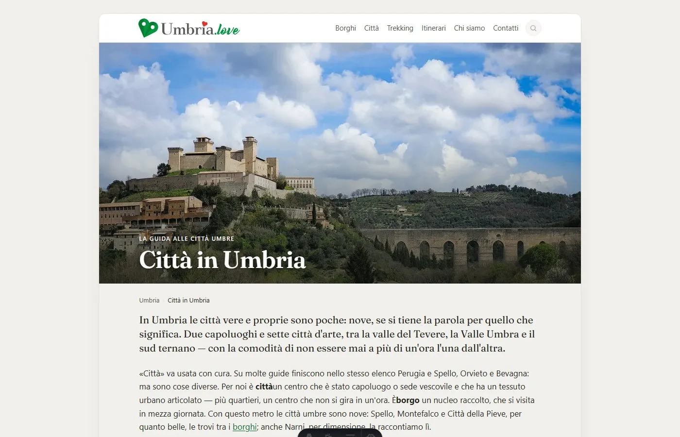Screenshot del sito di Umbria.love