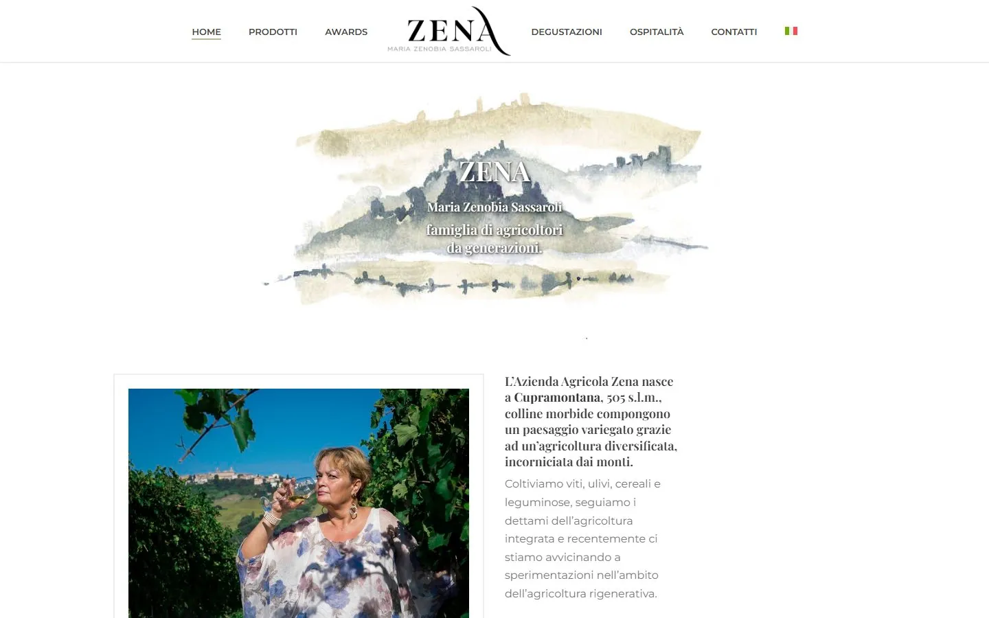 Screenshot del sito di Zena Vini