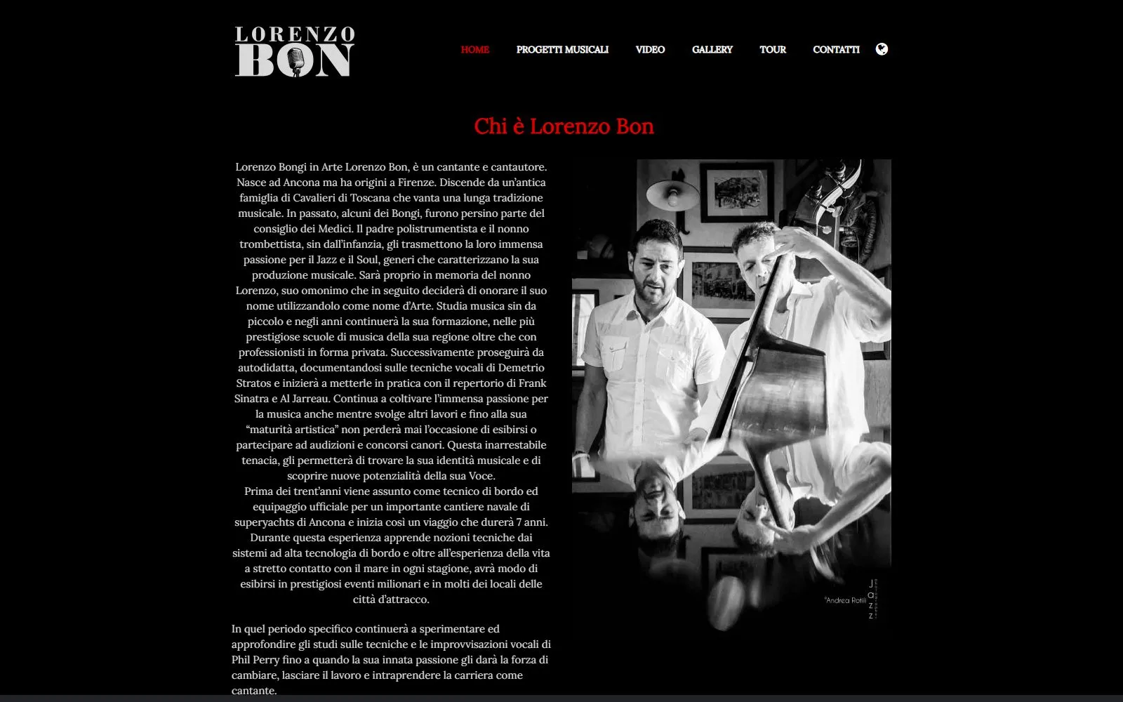 Screenshot del sito di Lorenzo Bon