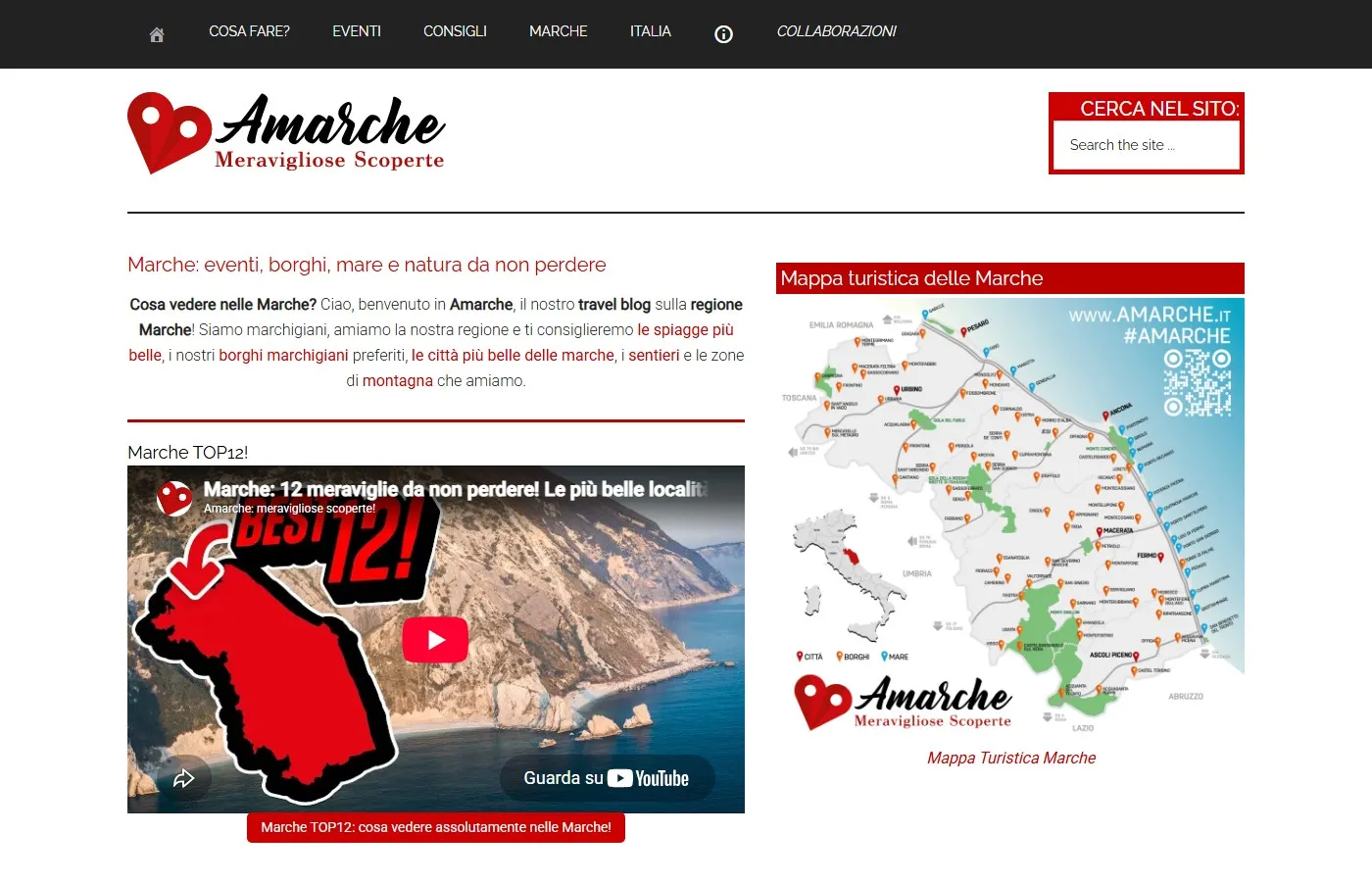 Screenshot del sito di Amarche