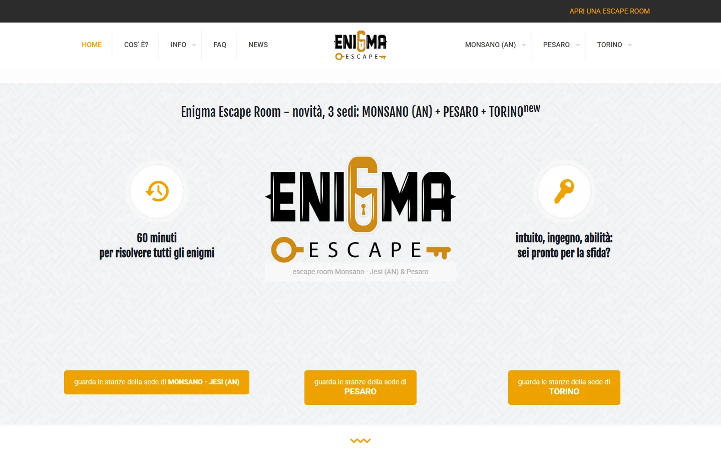 Screenshot del sito di Enigma
