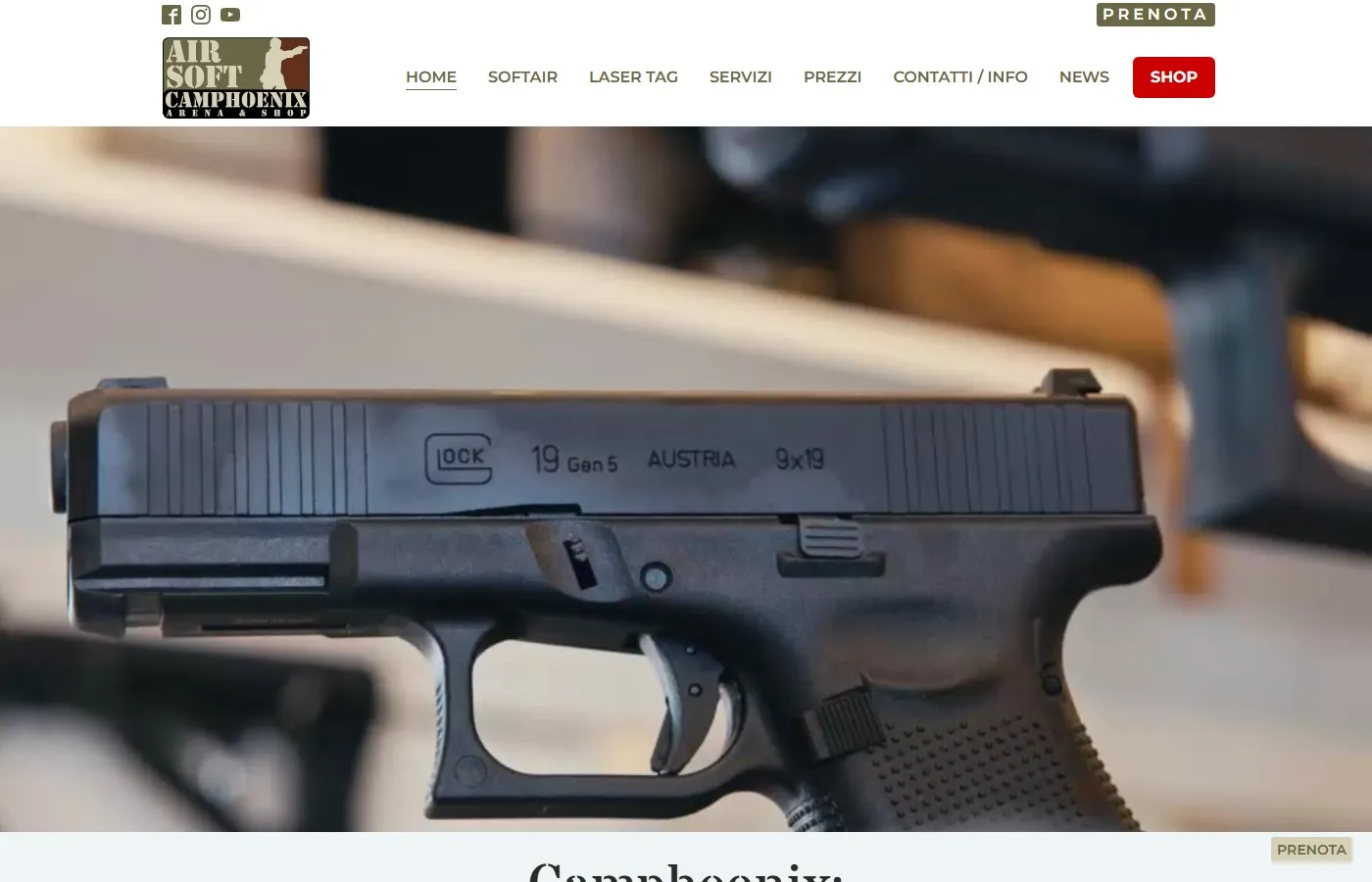 Screenshot del sito di Camphoenix