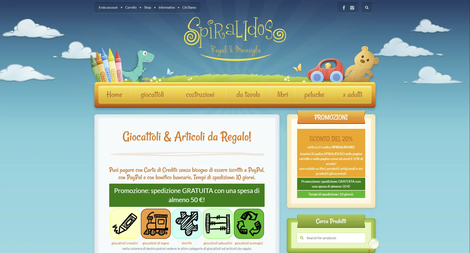 Screenshot del sito di Spiralidoso